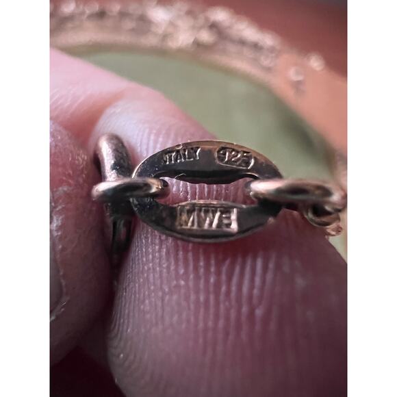 9” Sterling Silver Heart Anklet 925 Italy MWS Figaro Chain Rose Gold Ton - Picture 5 of 7